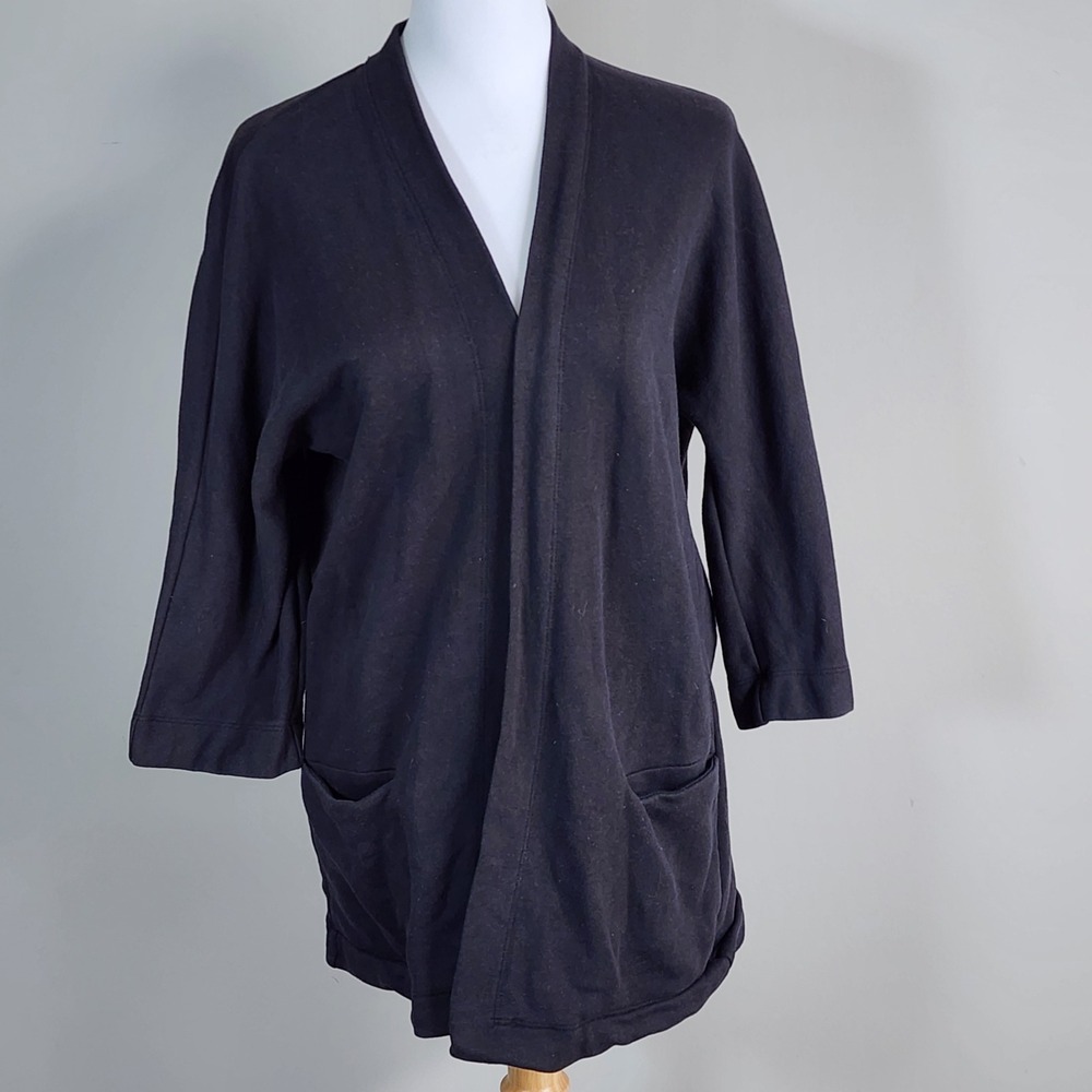 Wilfred Free‎ Cardigan Womens XXS Black Open Front Cotton Loungewear Minimalist